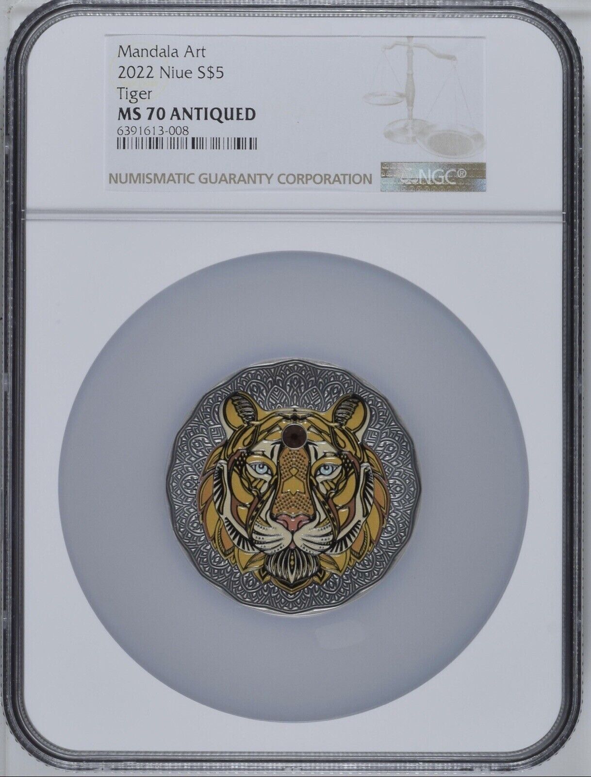 NGC MS70 TIGER Mandala Art 2oz Antique Silver Coin Niue 2025