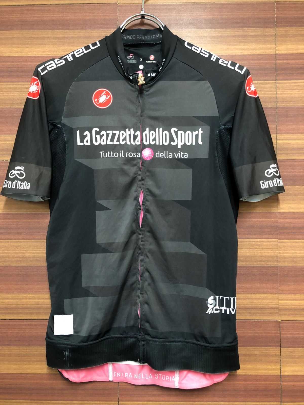 IA869 カステリ CASTELLI ジロデイタリア 半袖 サイクルジャージ 黒 S 