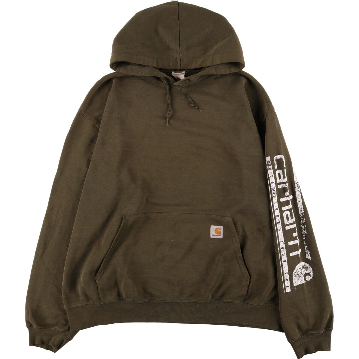 古着 カーハート Carhartt 袖プリント スウェットプルオーバーパーカー メンズXL/eaa368699