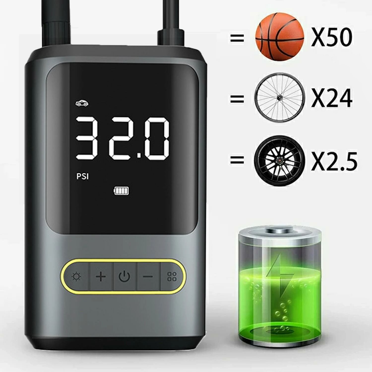 電動空気入れ 2種電源対応 最大圧力150PSI 自転車 バイク ボール対応