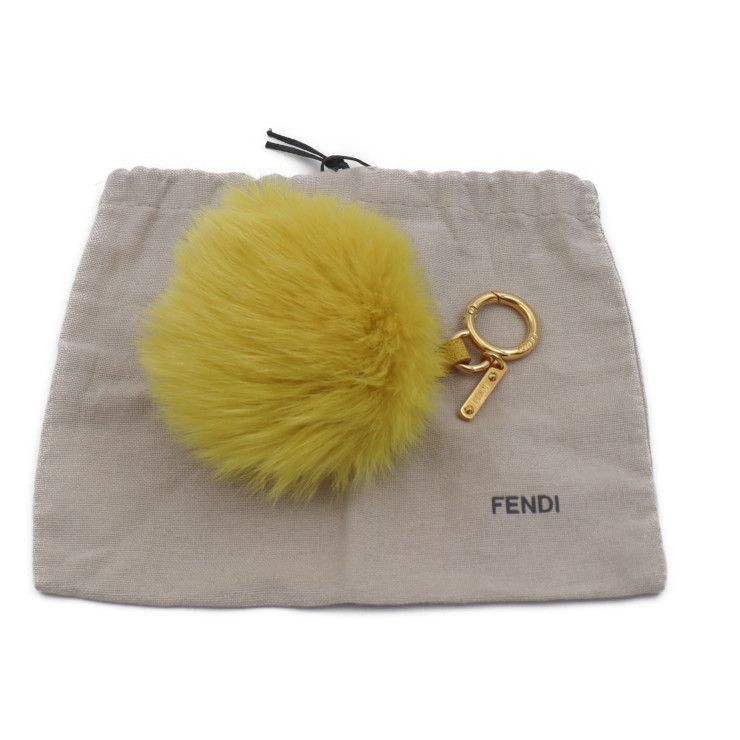 FENDI ファー キーホルダー イエロー 即発 FENDI モンスター ファー バッグチャーム キーホルダー 黄