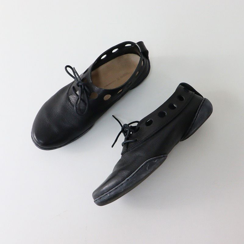 【数量限定超特価!!】 トリッペン trippen STOMATA パンチングレザー レースアップ シューズ 37 ブラック 2400014534511