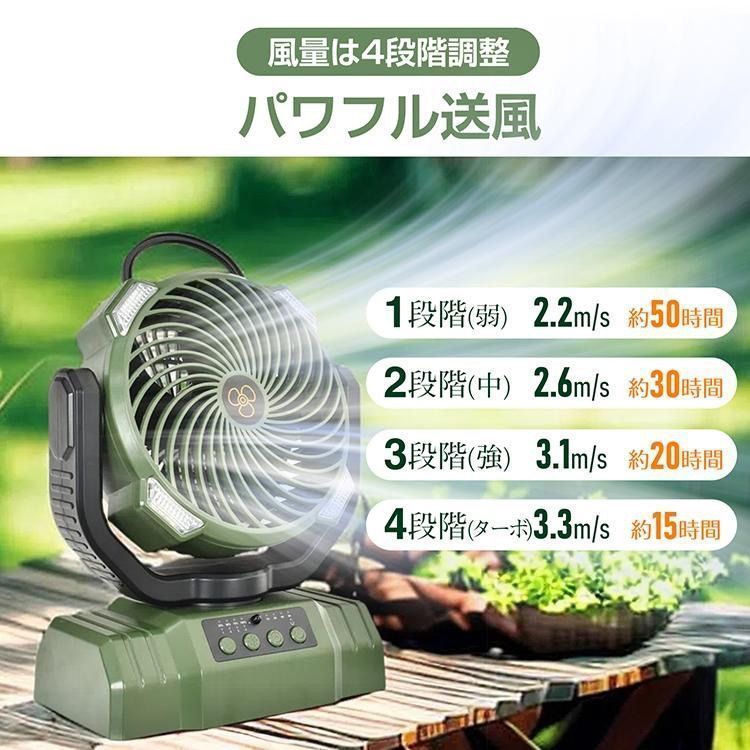 熱中症対策 USB充電 静音 タイマー サーキュレーター 20000mAh