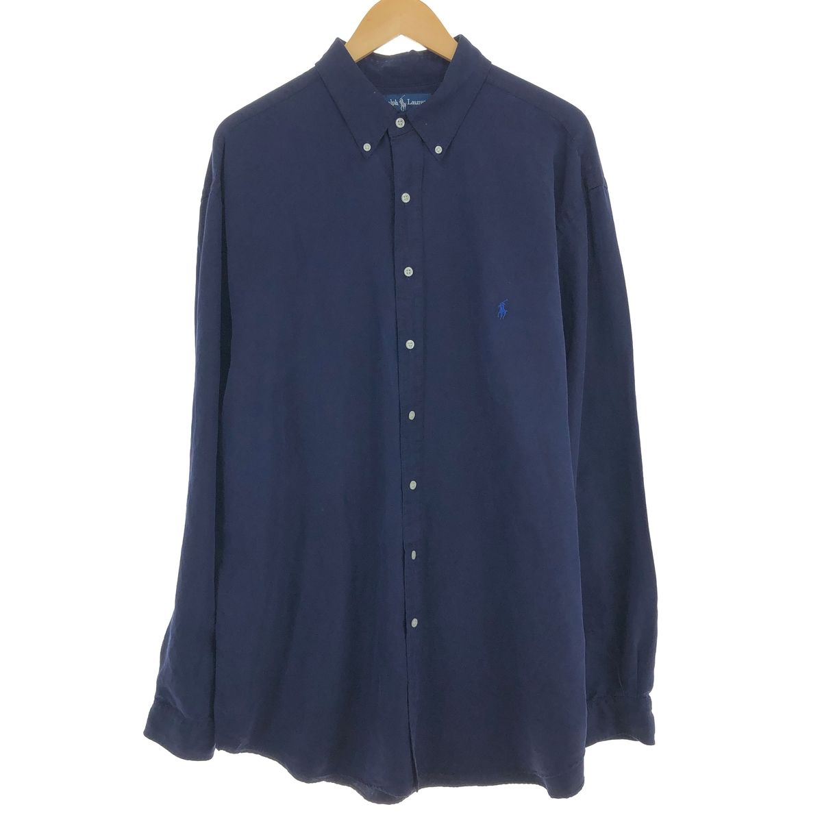 ラルフローレン リネン シルク 長袖 ボタンダウンシャツ 黒 紫 XL 古着 ラルフローレン Ralph Lauren 長袖 シルク×リネン ボタン