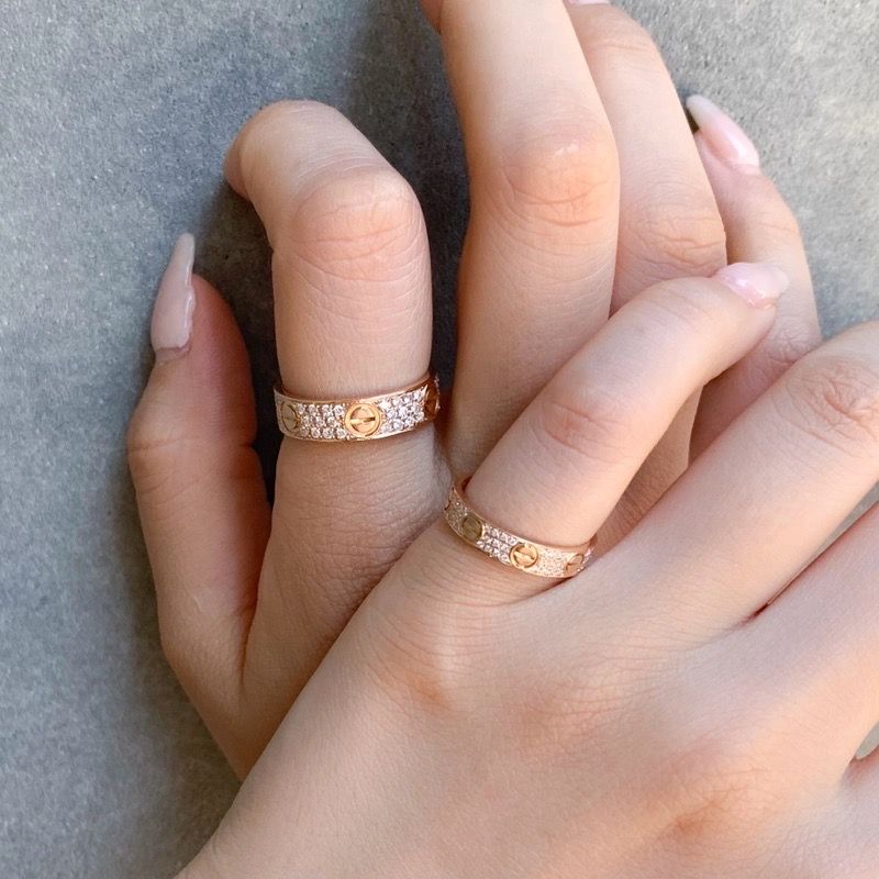 仕上済 カルティエ ラブリング 17号 PG ダイヤ 17 57 K18PG レディース リング 指輪 CARTIER