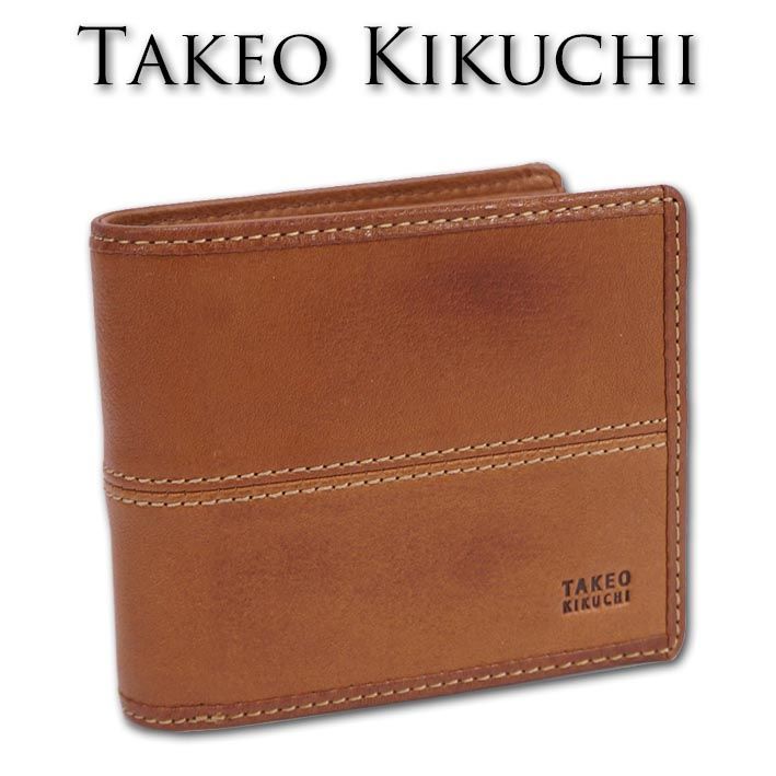 【新品未使用】TAKEO KIKUCHI 牛革 二つ折り財布 箱付き TAKEO KIKUCHI タケオキクチ 二つ折り財布 MAX マックス 小銭