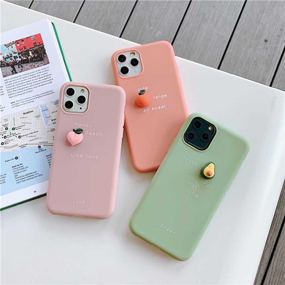 ins2021新デザイン 可愛い立体アボカド オレンジ 桃スマホケース つや消し 韓国風TPU iPhone13 iPhone13 pro iPhone13pro maxケース iPhone12耐衝撃携帯カバー スマホカバー iPhone11 i