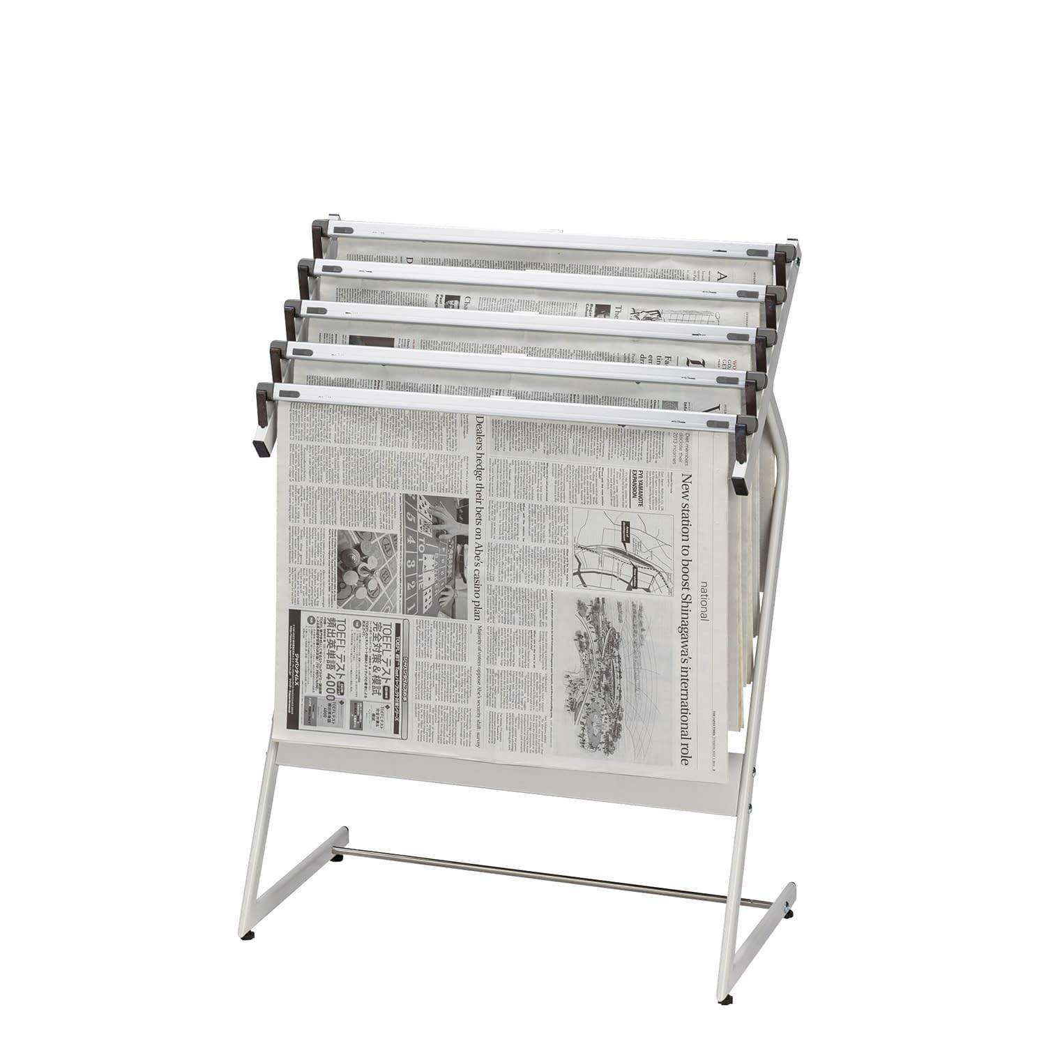 新聞架 5本タイプ 5本タイプ 24-3020-01 クラウン CR-SN551-W スチールセイ