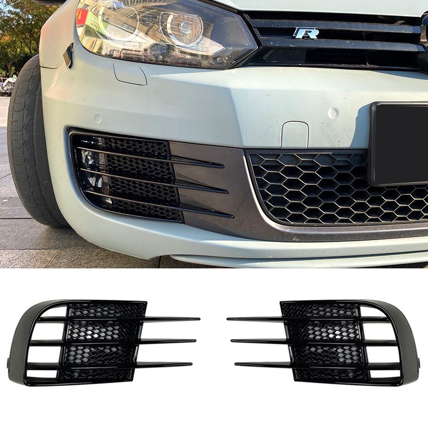 外装パーツ 男性向けスポーティ改装 VW ゴルフ6 GTI GTD フォグランプカバー グリル一体型エアロフィン ABS製