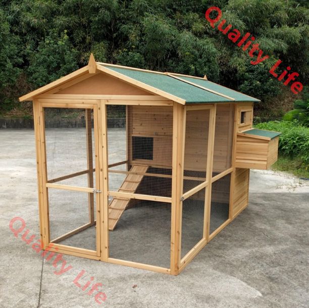 木製ウサギ小屋 スロープラン付き屋外ウサギケージ ウサギ モルモット ニワトリ用の防水アスファルト屋根の養鶏ケージ STEELWINDOWSANDDOORS_COM