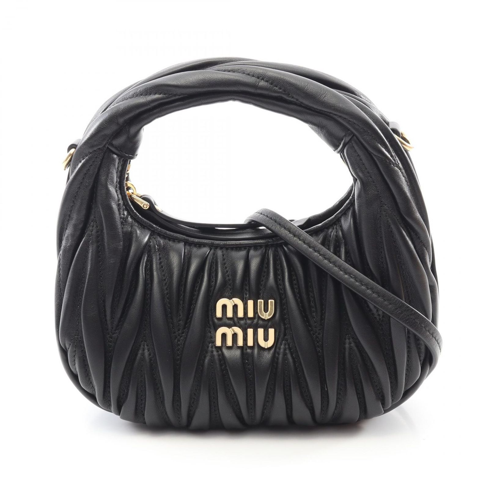 miumiu ミュウミュウ マテラッセ 2WAY ハンドバッグ　ブラック miu miumiu ミュウミュウ ハンドバッグ レディース ブラック