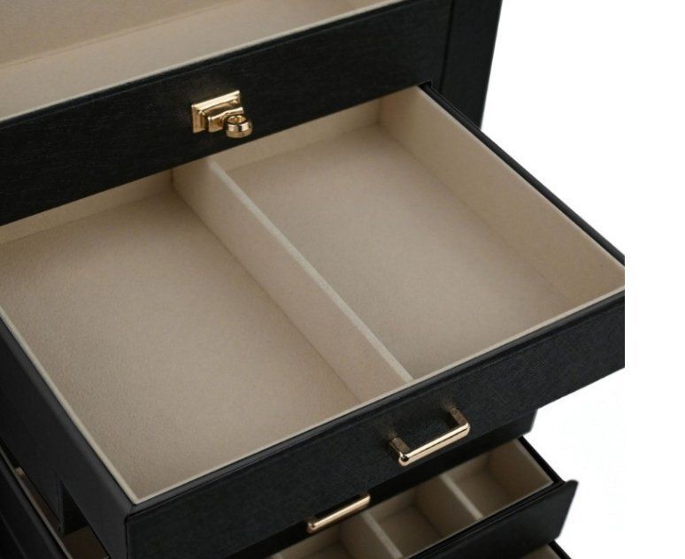 皮革多層 ケース6段便携ジュエリーケースピアスリングネックレス収納ケース