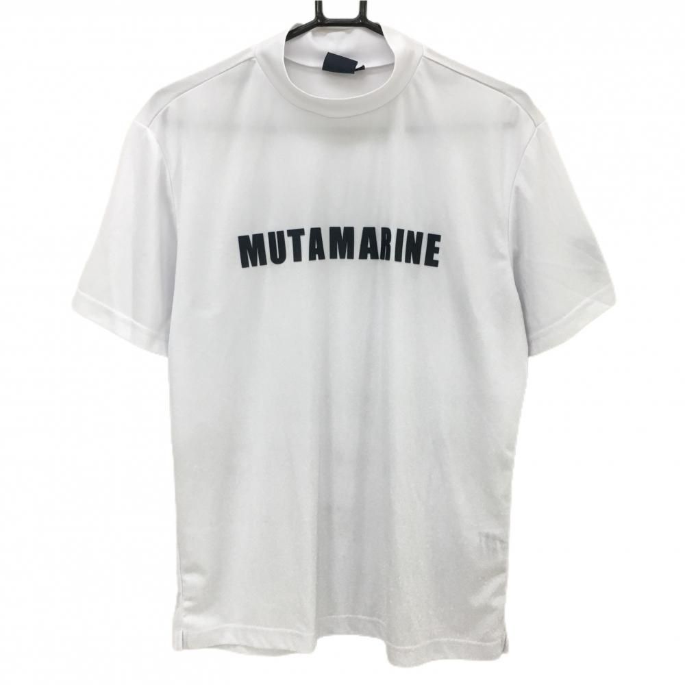 MUTA MARINE 白 ハイネックTシャツ M muta marine ロゴプリント モック