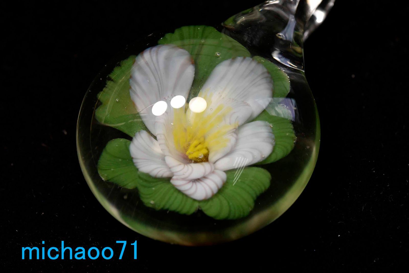 フラワー ガラスのペンダントトップ (12098-P21)GLASS FLOWER 透き通っ