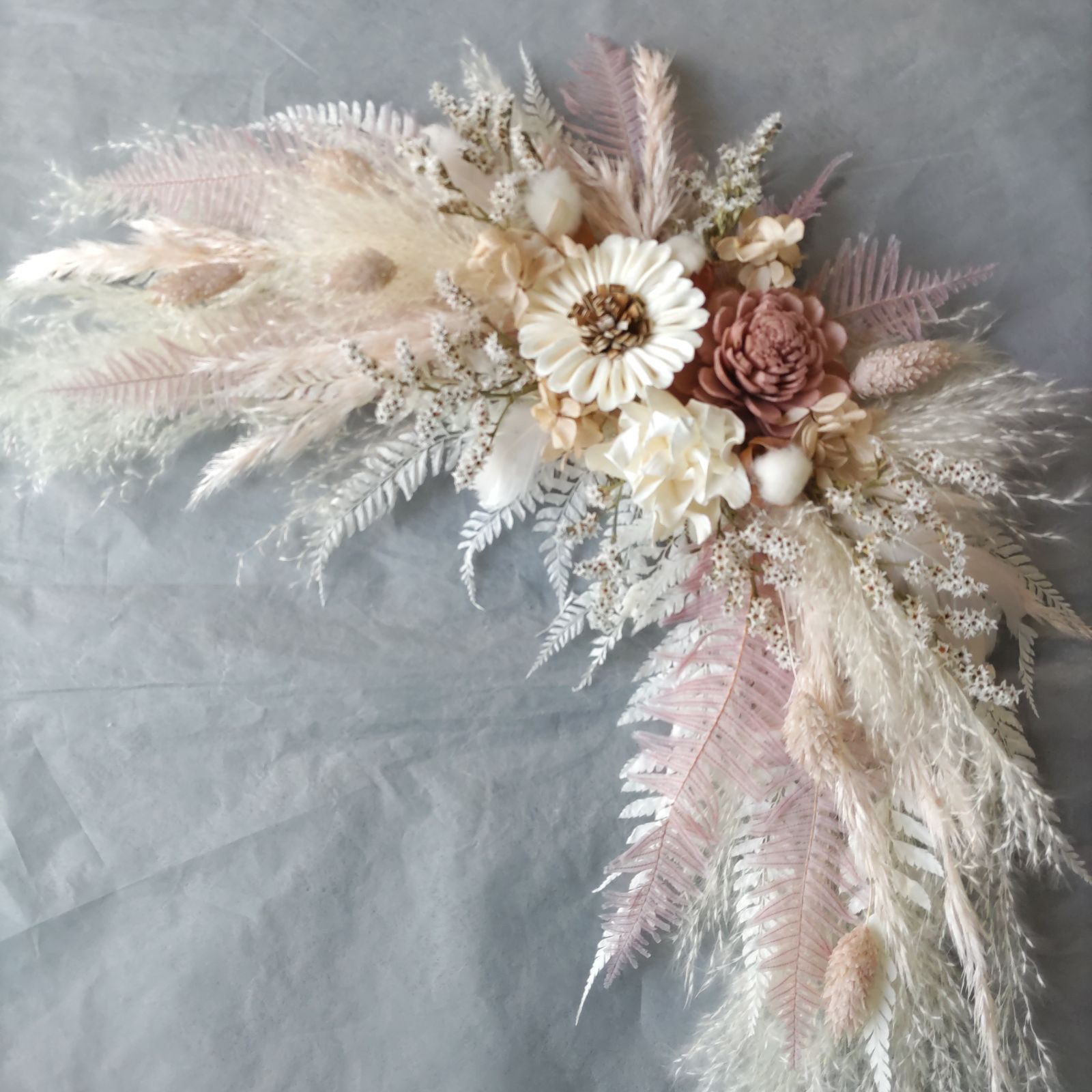 横長スワッグ　ベビーホワイト系　ニューボーン　バースデー　インテリア　家族写真