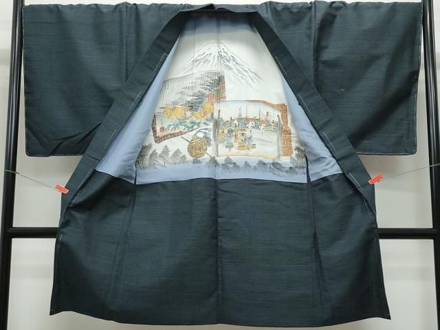 平和屋着物●男性　紬　アンサンブル　100亀甲　キングサイズ　正絹　逸品　CAAS8512vf 平和屋着物○男性 紬 アンサンブル 100亀甲 キングサイズ 正絹 逸品