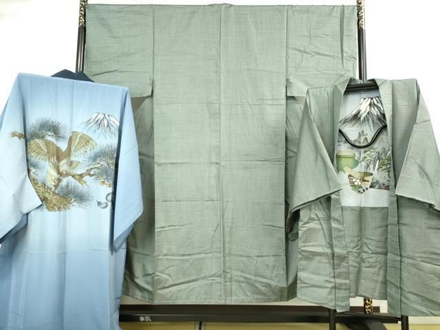 平和屋着物□極上 男性 本場大島紬 アンサンブル 長羽織 100亀甲 総  