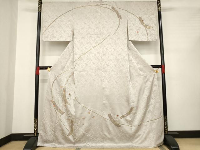 平和屋着物○訪問着 絞り 刺繍 短冊花宝尽くし 金彩 ロング丈 正絹