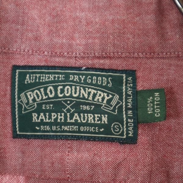 【美品】Polo Country シャンブレーシャツ M 赤 ポロカントリー ポロカントリー ラルフローレン 半袖 ボタンダウンシャツ S 赤 POLO