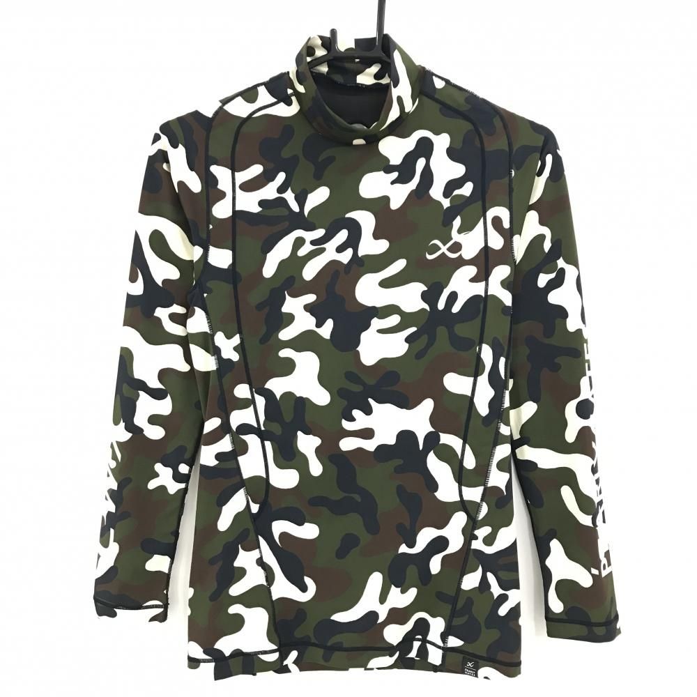 【美品】パーリーゲイツ ハイネックインナーシャツ カーキ×白 CW-X カモフラ 迷彩  メンズ M ゴルフウェア PEARLY GATES