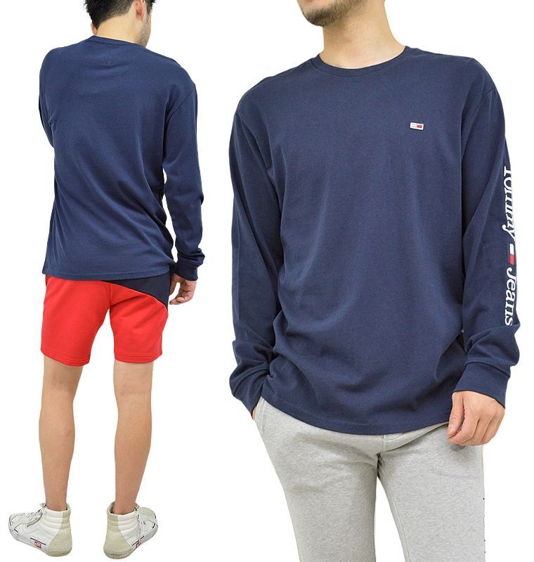 希少TOMMY JEANS トミージーンズ ロングT 海外限定 袖ライン刺繍