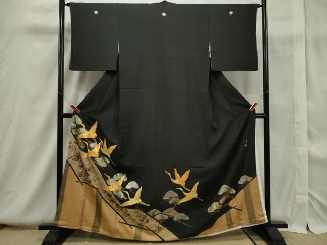 平和屋着物□五代 歌舞伎役者 坂東八十助 豪華黒留袖 駒刺繍 飛