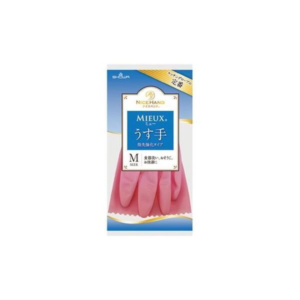 〔まとめ〕 ショーワグローブ ナイスハンドミュー 薄手 M ピンク 20双 〔×3セット〕 使い捨て手袋 使いきり手袋