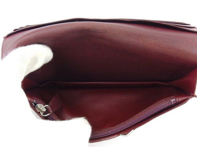 カルティエ 長財布 ファスナー付き 財布 メンズ カボション ブラック ボルドー シルバー レザー Cartier  T18109S