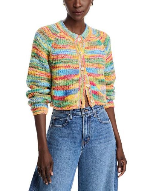 【送料無料】 マザー レディース カーディガン アウター The Raglan Cropped Crewneck Cardigan Sweater Fancy Fade