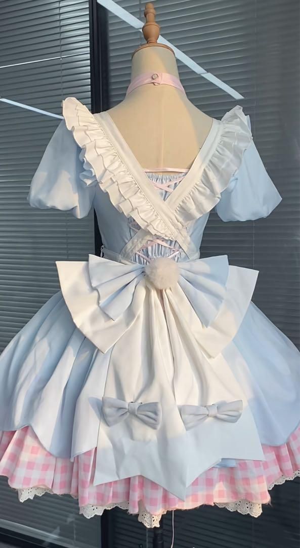 水色×ピンクのゆめかわロリータファッション