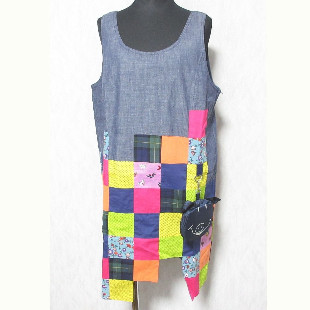 美品】アルベロベロ シャツ パッチワーク ぶたさん ネイビー 美