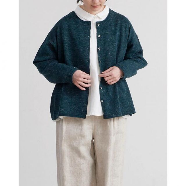 HEAVENLY ヘブンリー | 017 COTTON LINEN WOOL MIX KNIT 2WAY CARDIGAN green | コットン リネン ウール ミックス ニット