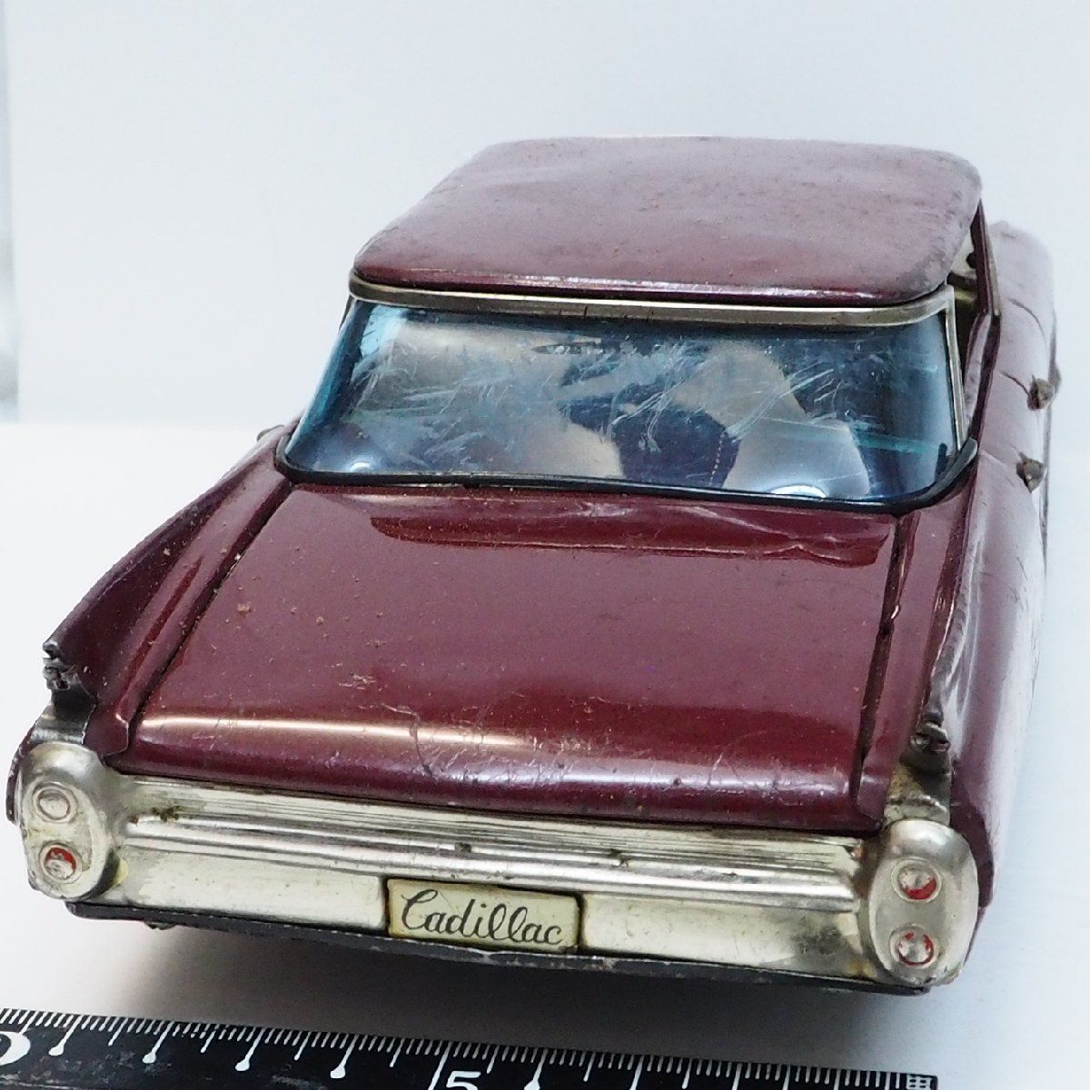 萬代屋【キャデラック セダン 大サイズ赤茶】ブリキtin toy car【箱無】 萬代屋【60s CADILLAC Sedan キャデラック セダン 大サイズ赤茶