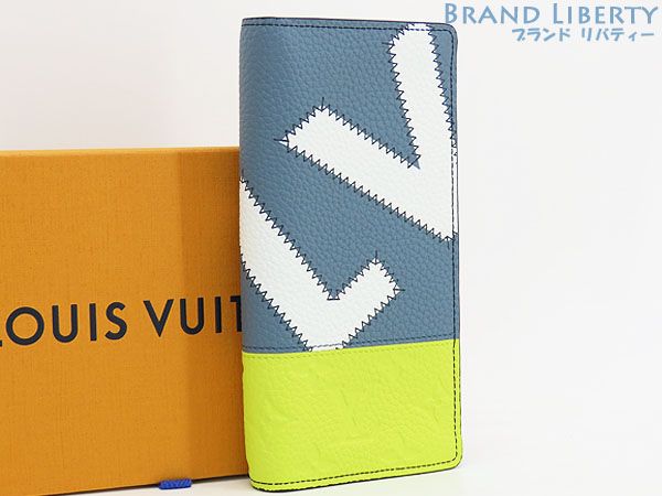 激レア新古品】ルイヴィトン LOUIS VUITTON LVイニシャル ポルトフォイユ ブラザ NM 二つ折り長財布 ブルーグレー イエロー  トリヨンレザー M81440 - メルカリ