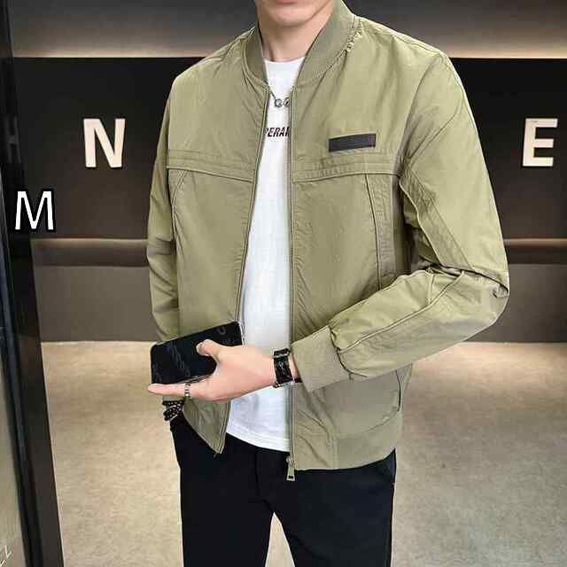 M 春 コーデ メンズ 用 服 シンプル ファッション オシャレ 大人 かっこいい 紳士服 カジュアル スタンドカラー ジャケット ハイエンド トップス 春秋 カジュアル 通勤スタイル 重ね着コーデ ゆったりシルエット 軽アウター