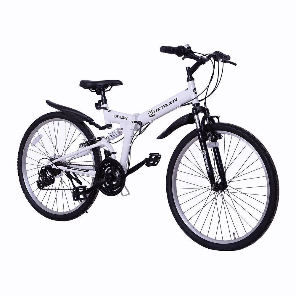 21段切替：折り畳みマウンテンバイク；中古：前後輪ダブルサスペンション