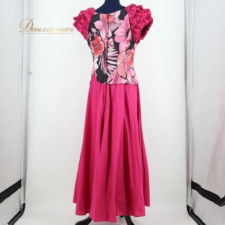 フラダンス 衣装 ワンピース ドレス ピンク系 アビバーレ 花柄