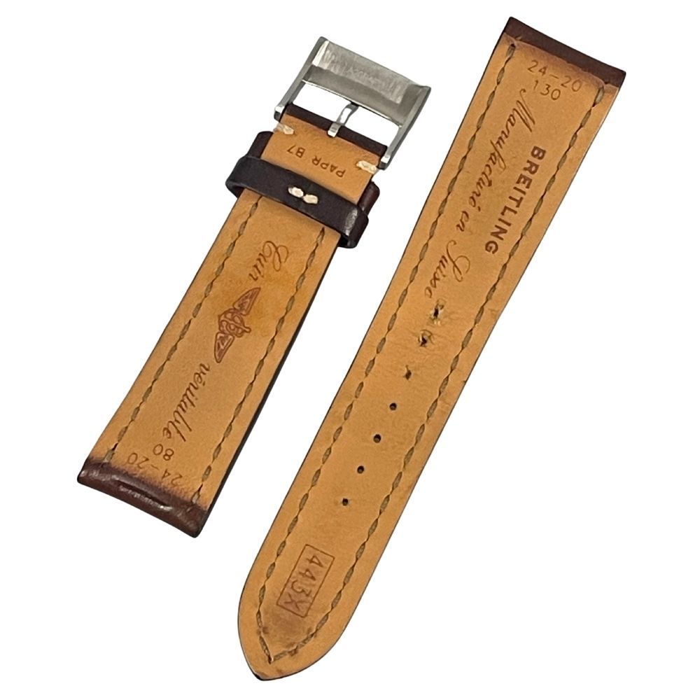 BREITLING レザーベルト 20mm ブラウン BR-1915| ブライトリング 20mm幅 ブラウン革ベルト Dバックル