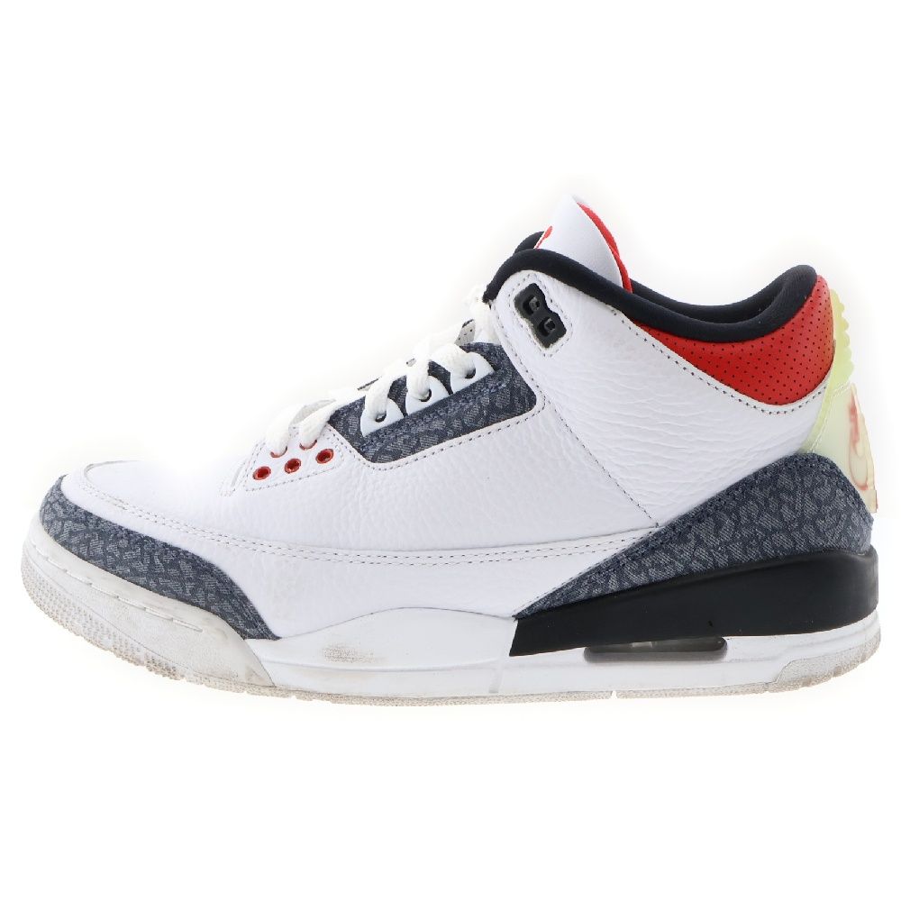 NIKE (ナイキ) AIR JORDAN 3 RETRO SE-T CO JP FIRE RED DENIM CZ6433-100 エアジョーダン3 ファイヤー レッド デニム ハイカットスニーカー ホワイト US8.5/26.5cm