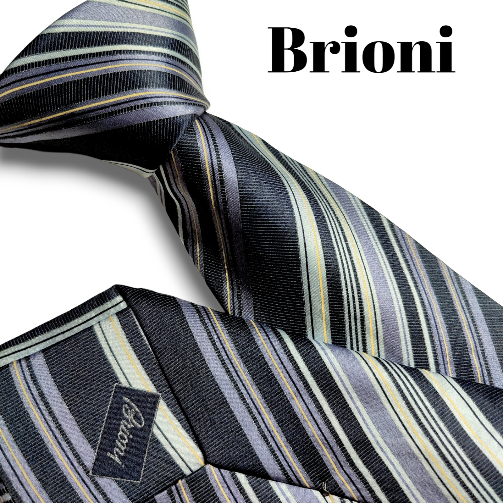 ブリオーニ Brioni マルチカラー レジメンタル柄 高級シルクネクタイ