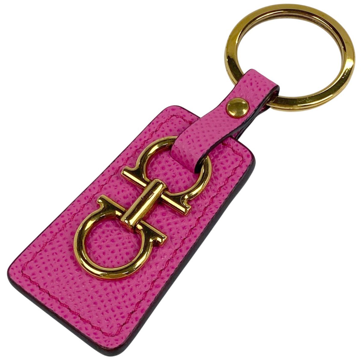 サルヴァトーレフェラガモ Salvatore Ferragamo ガンチーニ キーホルダー キーリング キーホルダー レザー GP ピンク ゴールド レディース