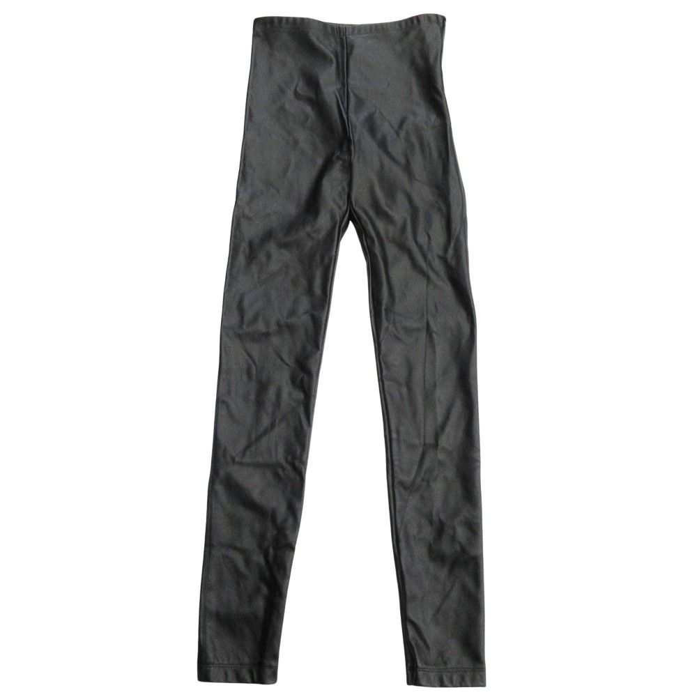 Jean Paul GAULTIER ジャンポールゴルチエ フェイクレザー スキニー レギンス パンツ スラックス サイドジップ 38 黒 ブラック レディース 古着