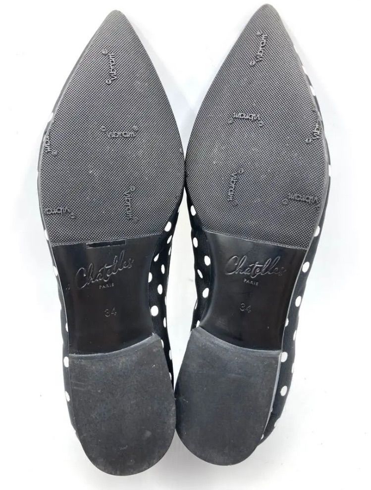 美品】CHATELLES シャテル”Amedee”ポルカドットフラットパンプス