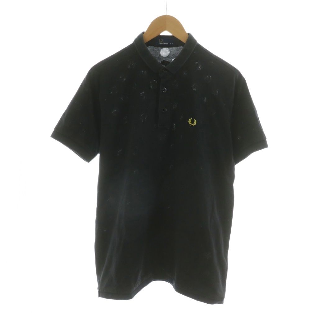 FRED PERRY 半袖ポロシャツ ブラック Mサイズ フレッドペリー FRED PERRY ポロシャツ 半袖 ドット 刺繍 M