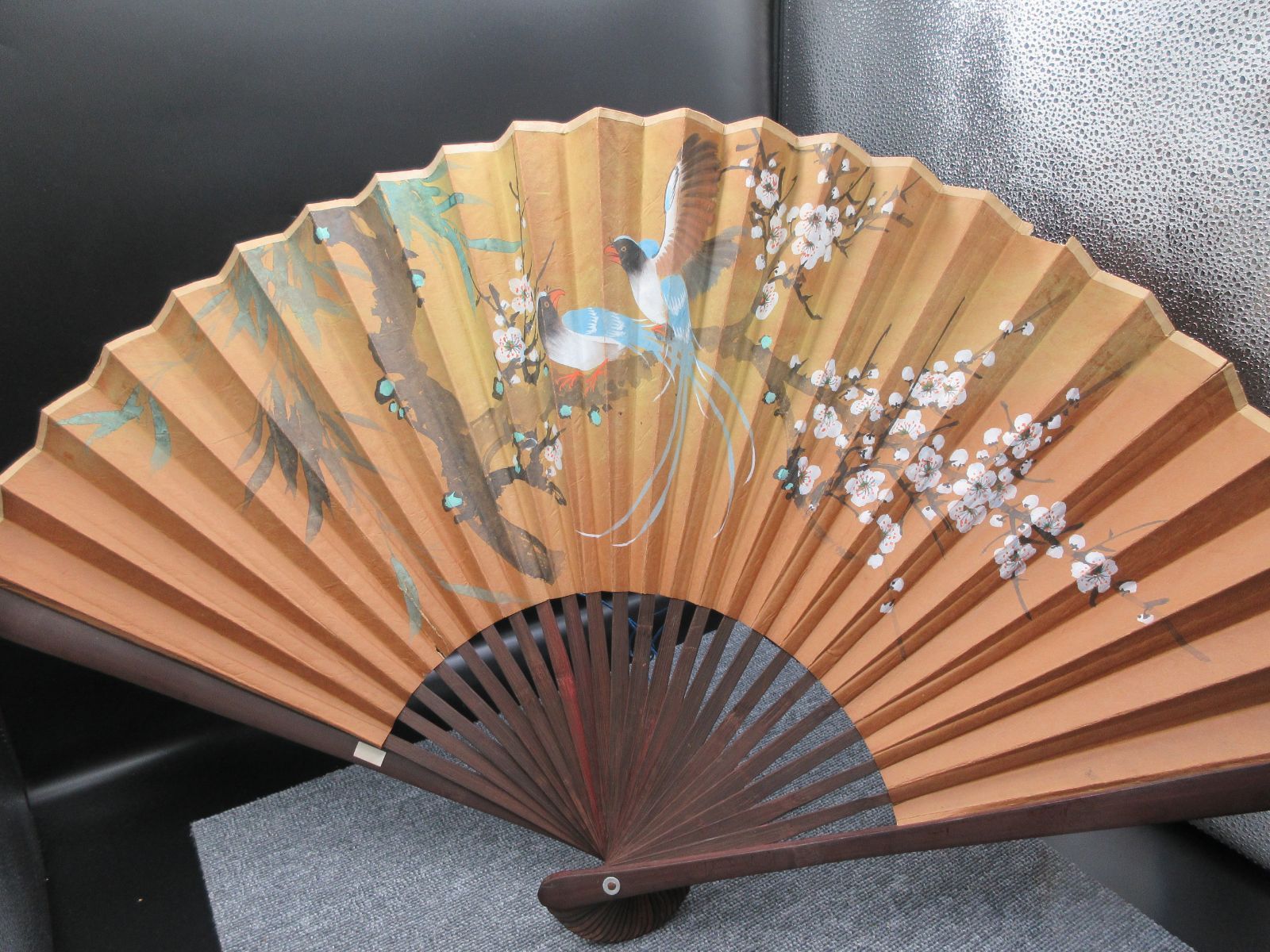 メルカリshops 中国製 飾り扇子 手書絵 アンティーク 置物 大