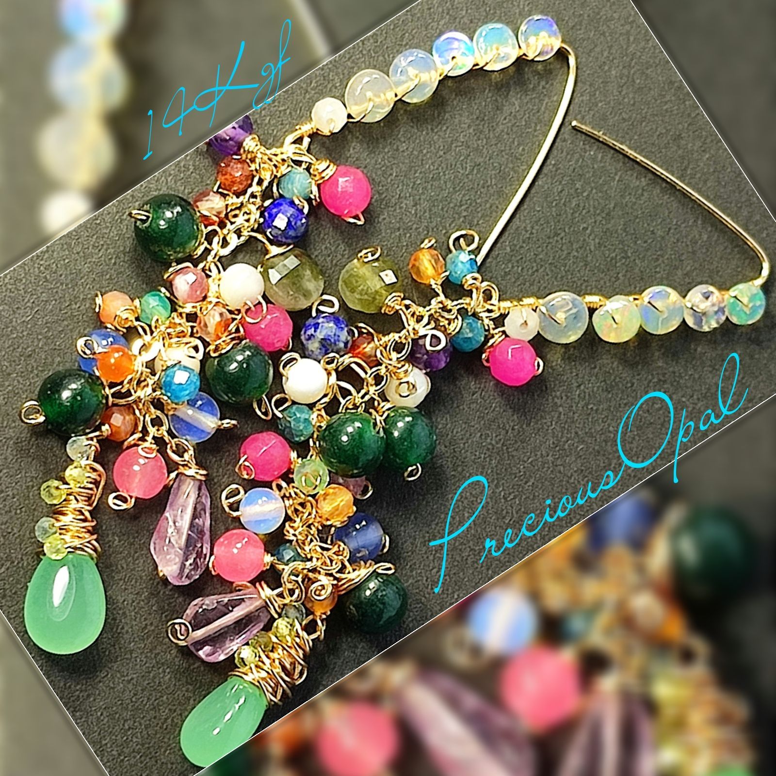 SALE】プレシャスオパールネックレス＆ピアスセット（14kgf）② 