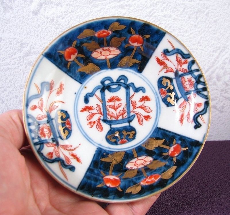 古伊万里　染付　なます皿　芙蓉手　花図　花唐草　ロ号　浅鉢　訳あり　漆継ぎ 元禄伊万里 染錦 芙蓉手花籠文豆皿6枚 幅：10.5cm 古伊万里/25b047