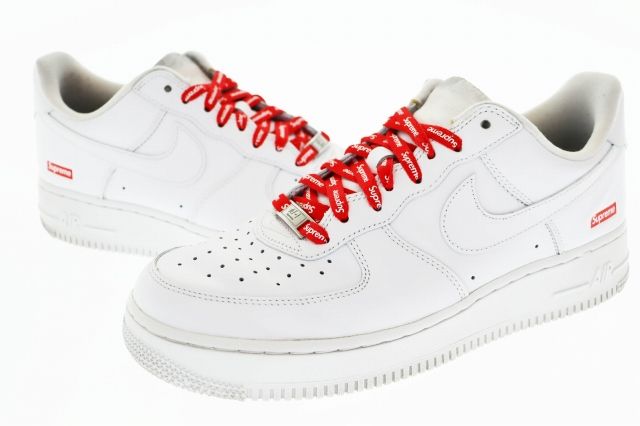 ナイキ NIKE ×SUPREME シュプリーム AIR FORCE 1 LOW エアフォース1 ロー CU9225-100 27.5 ホワイト ブランド古着ベクトル 中古AA250208
