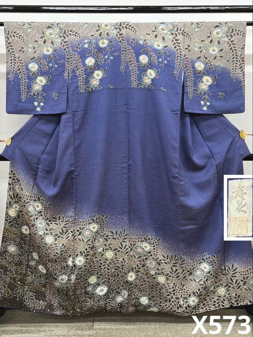 作家物 訪問着 金彩 絞り加工 辻ヶ花 落款入 正絹 - メルカリ