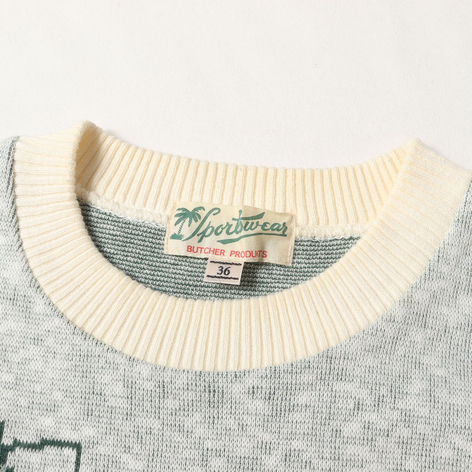 美品】At LAST&CO アットラスト ニット グリーン アイボリー サイズ:36  